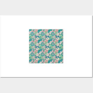 Retro Floral Vintage Pattern in a Modern Palate Posters and Art